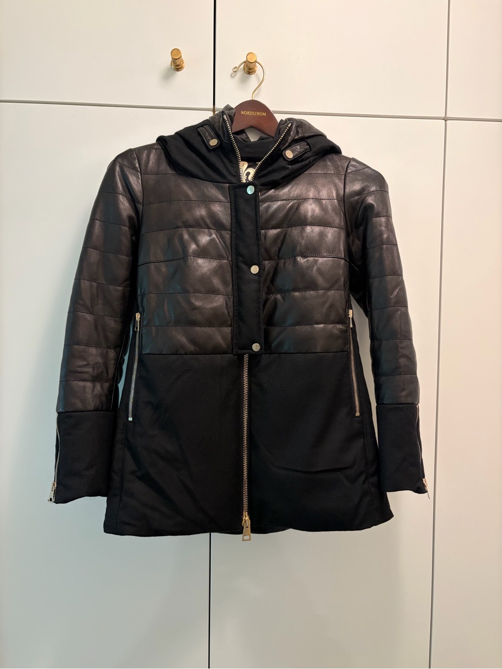 Vera Pelle Black Quilted Hooded Puffer Coat